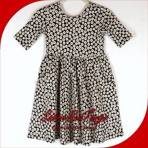 NWT Hanna Andersson Super Soft Skater Twirl Dress Tiny Blossoms Black 130 8